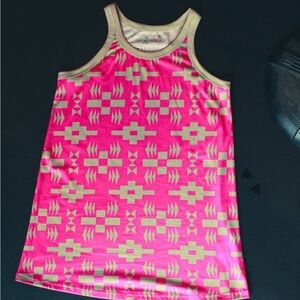Aztec Patterned Pink and Gold Tank Top